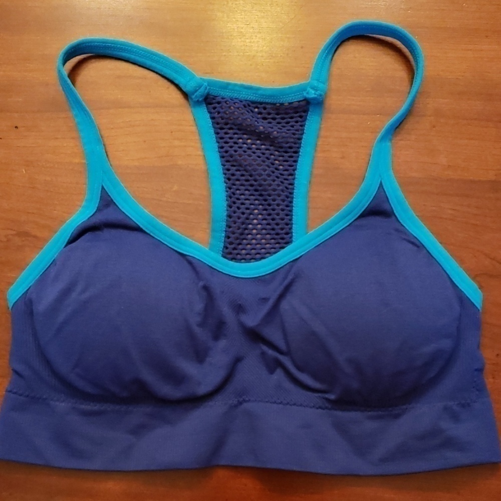 SPORTS Bra Blue and Teal Small Mesh Back EUC